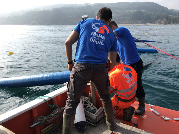 Installation of buoys in seaweed fields