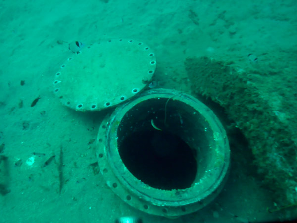 Opening of the lid for inspection of the intake with ROV